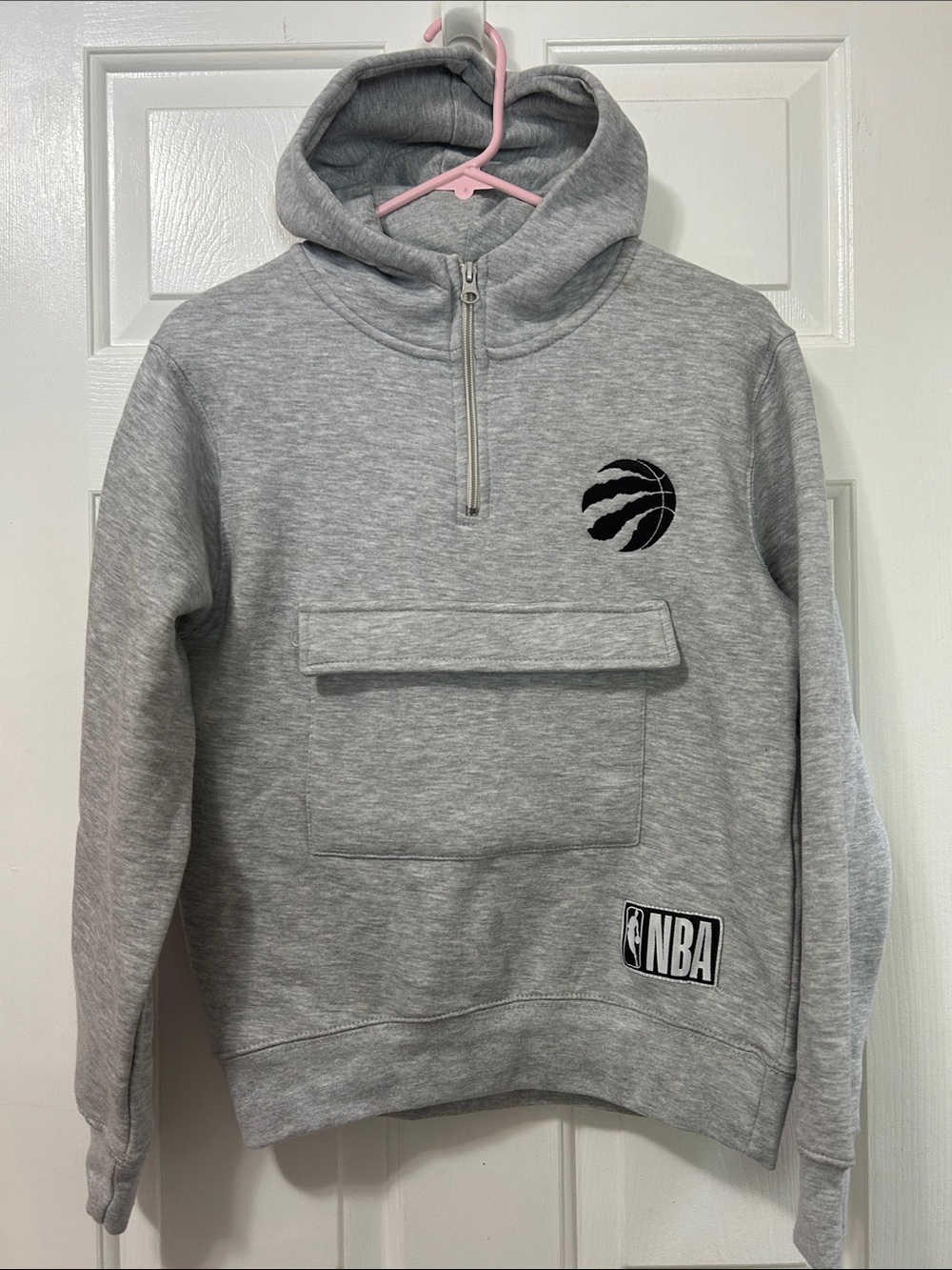 NBA Gray Pullover Hoodie with Black Logo Print
